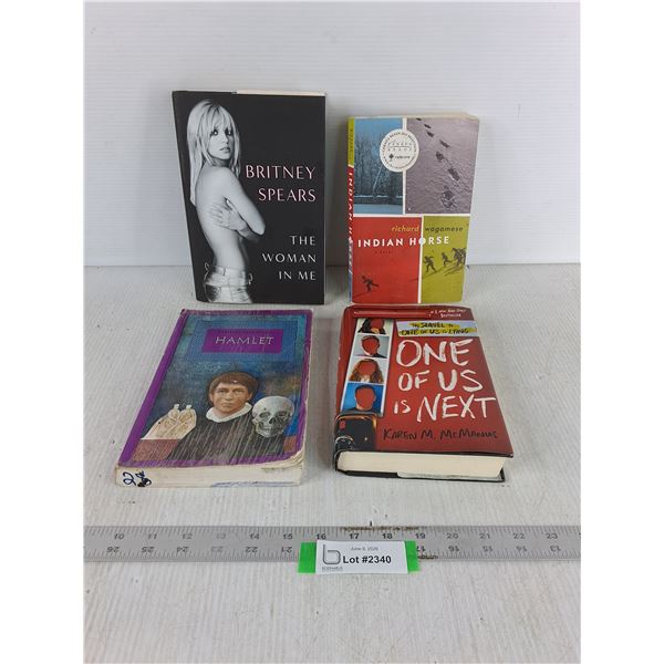 (4) Books - The Woman in Me, Hamlet, Indian Horse, One of Us is Next