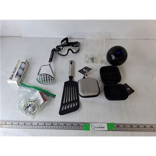 Magic Super 8 Ball, Top-Flite Golf balls, Safety Goggles, Misc.