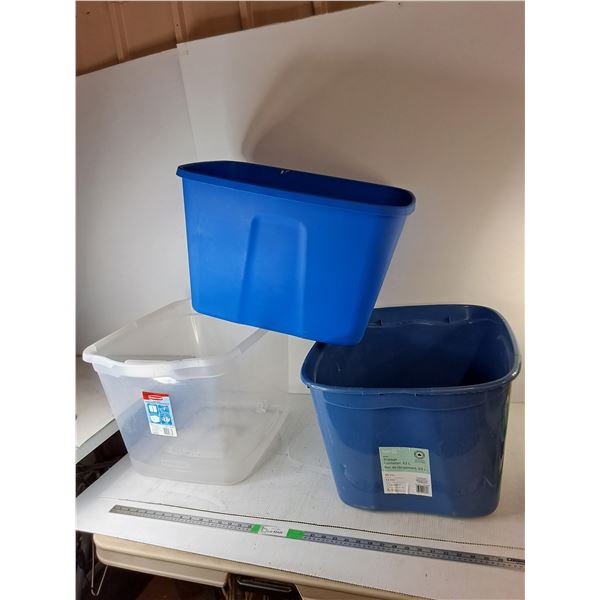 (3) Plastic Storage Totes Up to 23" x 17.5" x 15.5"- Can't Ship