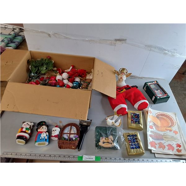 Mostly Christmas Lot- Candles, Ornaments, Tree Topper, Misc. Can't Ship