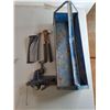 Image 2 : Tool Lot- Metal Toolbox 18" x 6 .25" x 8", Tool Pouch, Bench Vise, Misc.