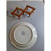 Image 2 : (2) Japanese Stoneware Plates & Wooden Accordian Racks