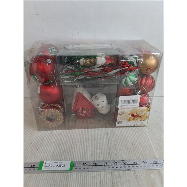 Box Of (86) Pieces Christmas Ornaments Appears NIB