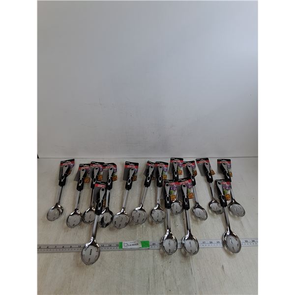 (15) Metal Slotted Spoons Appear Unused
