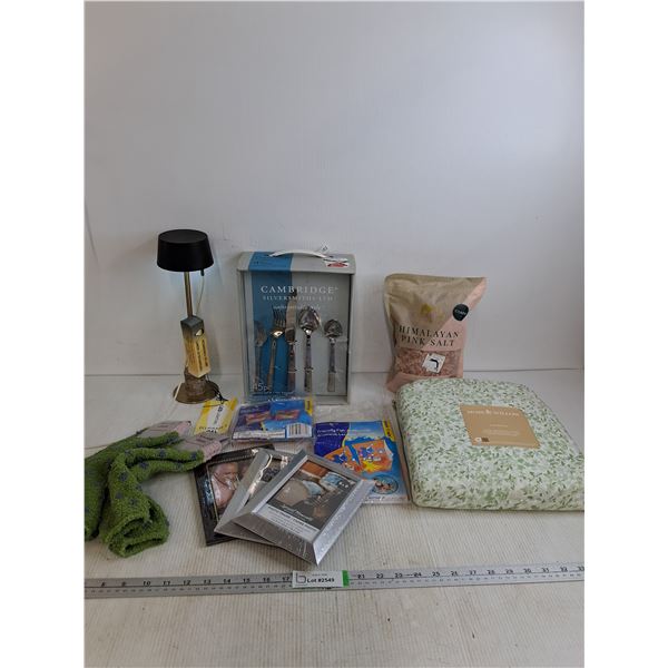 Led Rechargeable Lamp 13", Moses & Willow Twin Sheet Set, Himalayan Pink Salt, (3) Picture Frames 4"