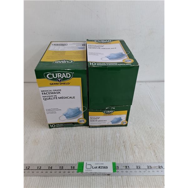 (2) Boxes Of Curad Germ Shield Medical Grade Facemasks