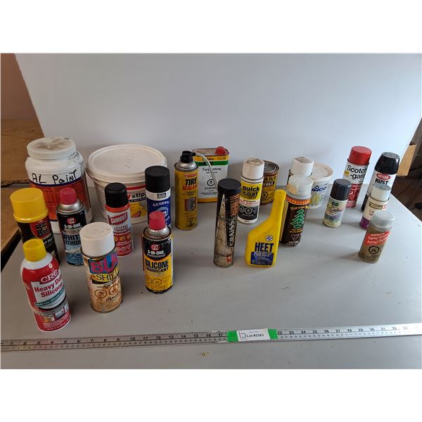 Chemicals Lot- Turpentine, Tire Sealant, Leak Sealer, Misc. 1/4 Full to Full, Can't Ship