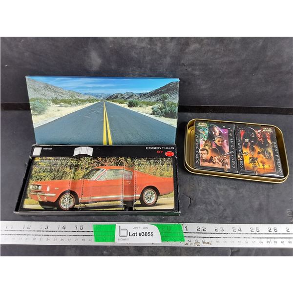 Vintage Trifold Wallet & Star Wars Playing Cards