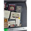 Image 5 : Harley Davidson Ornaments, Assorted Lapel Pins, Playing Cards, Avon Pocket Watch, Misc