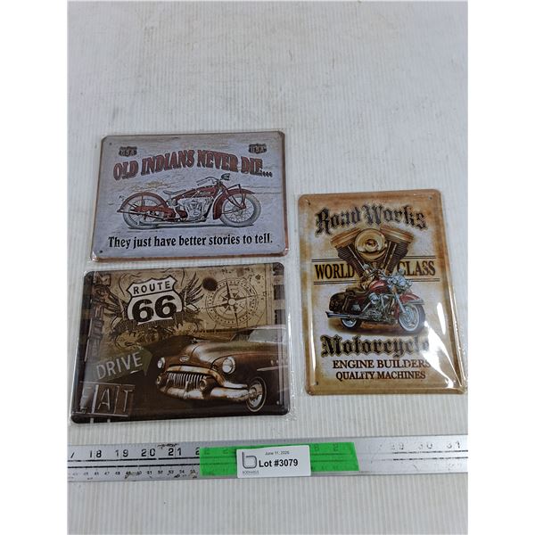 (3) Metal Wall Signs