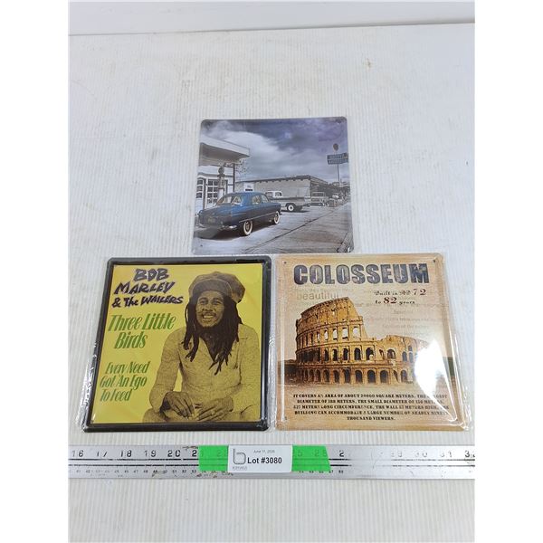 (3) Metal Wall Signs