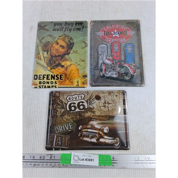 (3) Metal Wall Signs