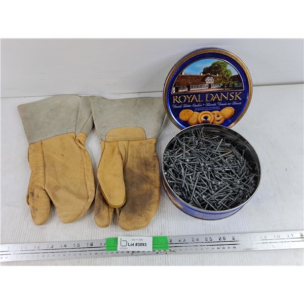 Work Mittens, Nails & Cookie Tin