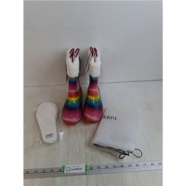 Euxterpa Light Up Kids Rubber Boots Rainbow Themed Size 3