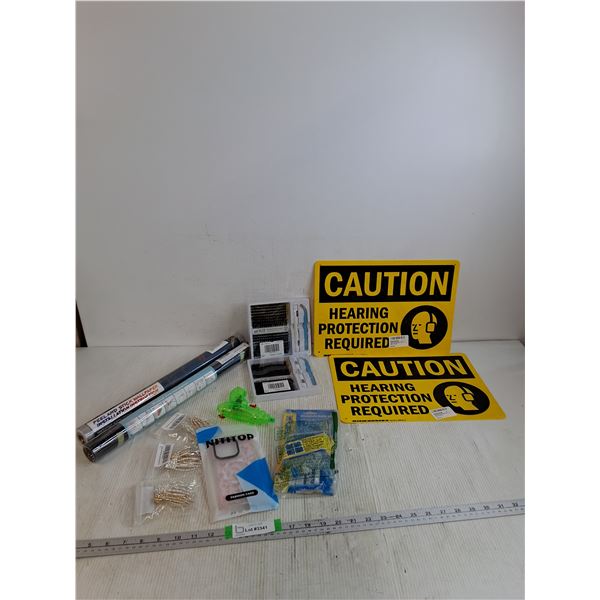 (2) Hearing Protection Signs 14"x10", (2) DIY Lashe Cluster Kits, Window Film Roll, Iphone 16 Pro Ca