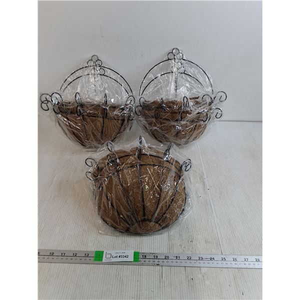 (3) Packs Of (2) Piece Metal Wall Hanging Outdoor Planters 10" Diameter