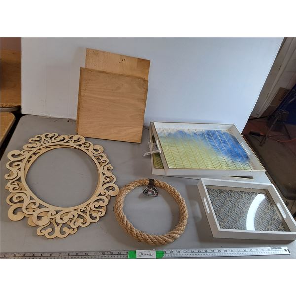 Decorative Serving Trays Up to 18.75", Rope Wreath, Wood Blocks, Misc. Can't Ship
