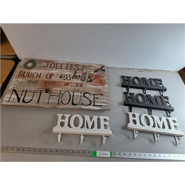 Wooden Christmas SIgn 24" x 16" & Wall Key Holders- Can't Ship