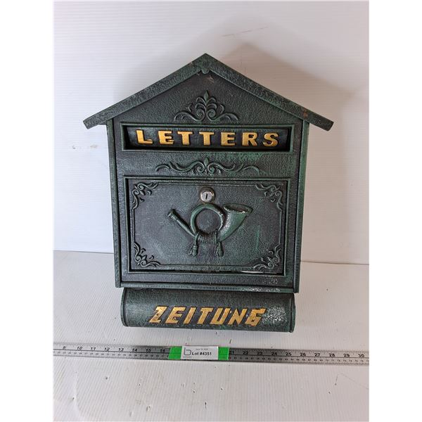 Cast Iron Letter Box- No Key 18" x 15.25"- Can't Ship