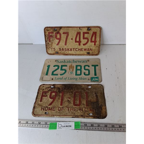 (3) Saskatchewan License Plates