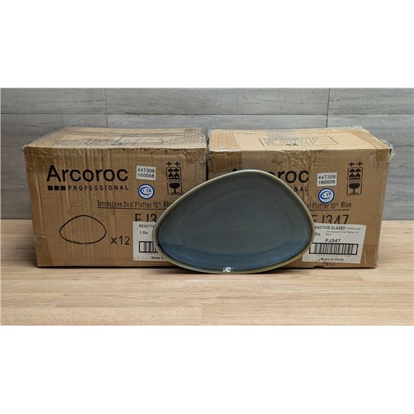 Terrastone Blue 10" Platters, Arcoroc FJ347 - Lot of 24 (2 Cases)
