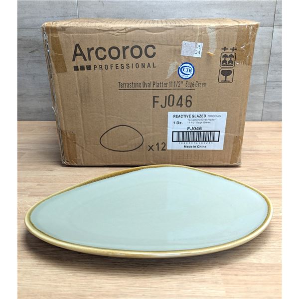 Terrastone Sage Green 11-1/2" Platter, Arcoroc FJ046 - Lot of 12