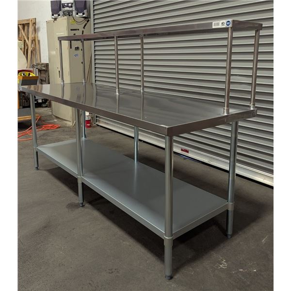 84" x 30" Stainless Steel Work Table With Single Tier Overshelf