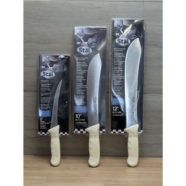 Winco Butcher Knives & Boning Knife - Lot of 3pcs