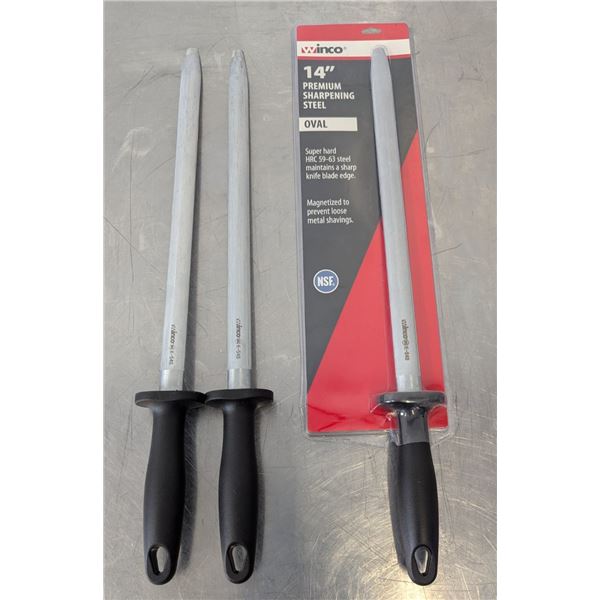 Winco   14" Premium Sharpening Steel, Oval - Lot of 3