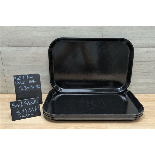 Cambro 15" x 10" x 1" Market Trays & Food Labels - Lot of Approx. 44pcs