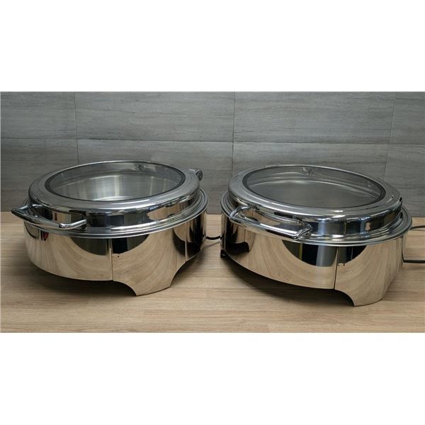 16-1/2" Dia Chafing Dishes w/Electric Heating Plates - Set of 2