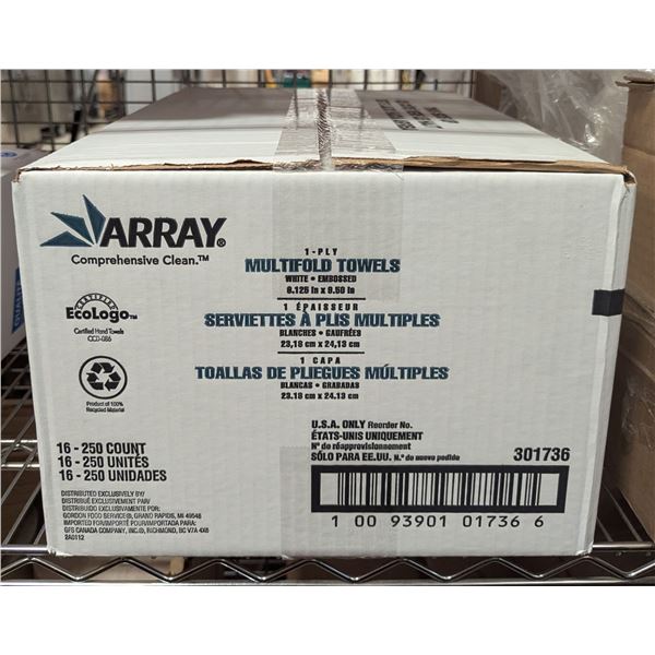 Array Multifold Towels White 250count, 301736 - Lot of 16 ( 1 Case )