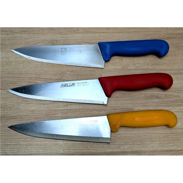 Used, Sharpened Cook Knives, Color Handles - Lot of 3 | Knife5/RackH
