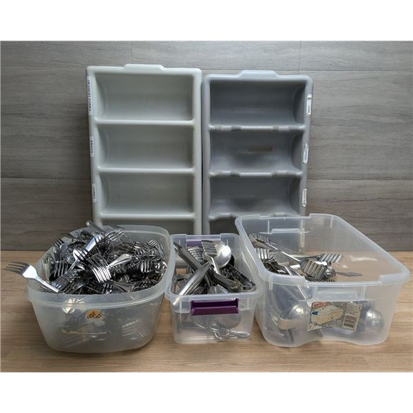 2 Four-Compartment Cutlery Holders w/Assorted Cutlery - Lot of Approx. 260pcs | BF1/FtC