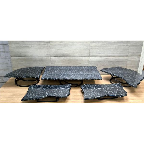 Elite Global Black Granite Irregular Shape Display Stone Platters - Set of 5 | BF2/MR2-1