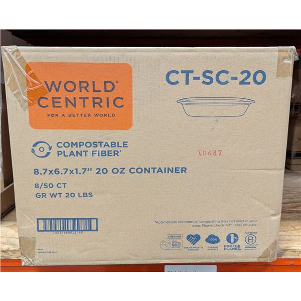 World Centric 20oz Container, 8.7x6.7x1.7" - Lot of 400 (1case) | EC4