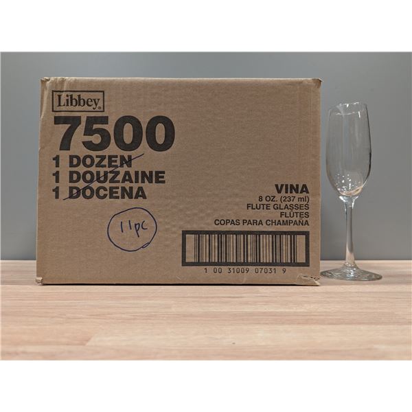 Libbey 7500 Vina 8oz Flute Glasses - Lot of 11 | EC4