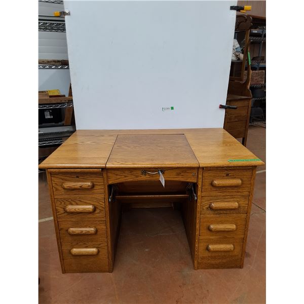 *Six Drawer Wooden Typewriter Desk and Wooden Chair No Shipping