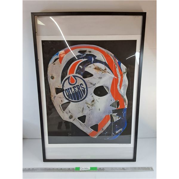 #Framed Edmonton Oilers Hockey Mask Print 37" x 25", PICKUP ONLY