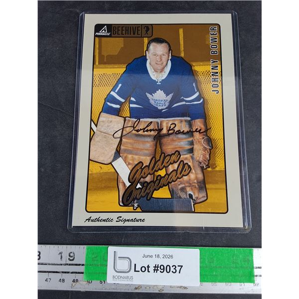 Pinnacle BeeHive Autographed Johnny Bower Oversized Hockey Card - CANNOT AUTHENTICATE