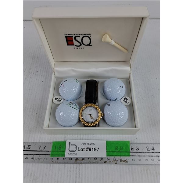 Swiss Esquire Quartz Watch & Golf Ball Gift Set - As Is