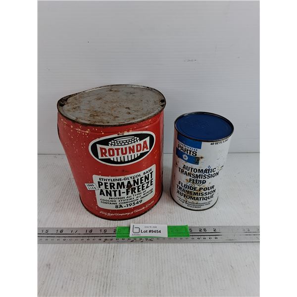 Rotunda Permanent Anti Freeze Can - Empty, Chryco Parts Automatic Transmission Fluid - Sealed