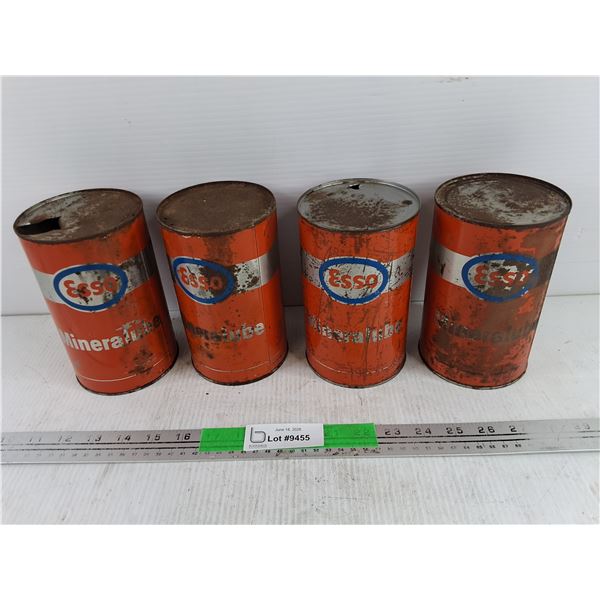 (4) Vintage Esso Mineralube Cans - Empty