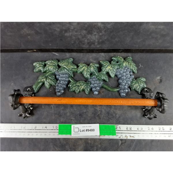Antique Cast Iron Grape Wall Mounted Paper Towel Holder
