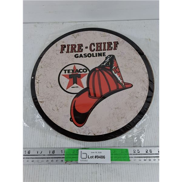 Fire Chief Texaco Gasoline Round Wall Sign