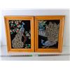 Image 1 : (2) Framed Liquid Embroidery Peacock Art Pieces 16.5" x 12.5"