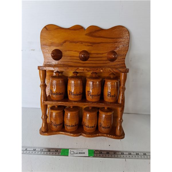 Wooden Spice Rack 16" x 11.75" & Containers