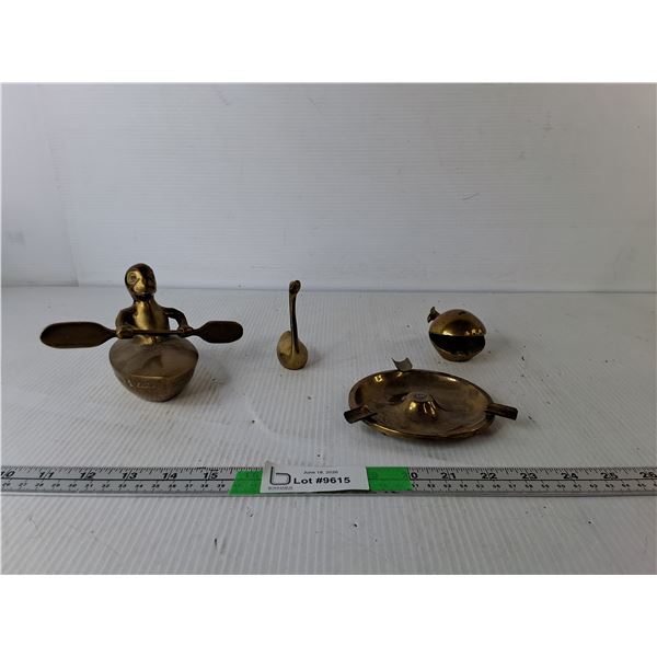 Brass Lot- Ashtray & Animal Figurines