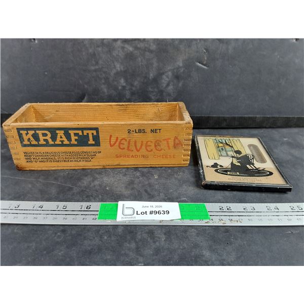 Kraft Velveeta Wooden Cheese Box & Wall Thermometer