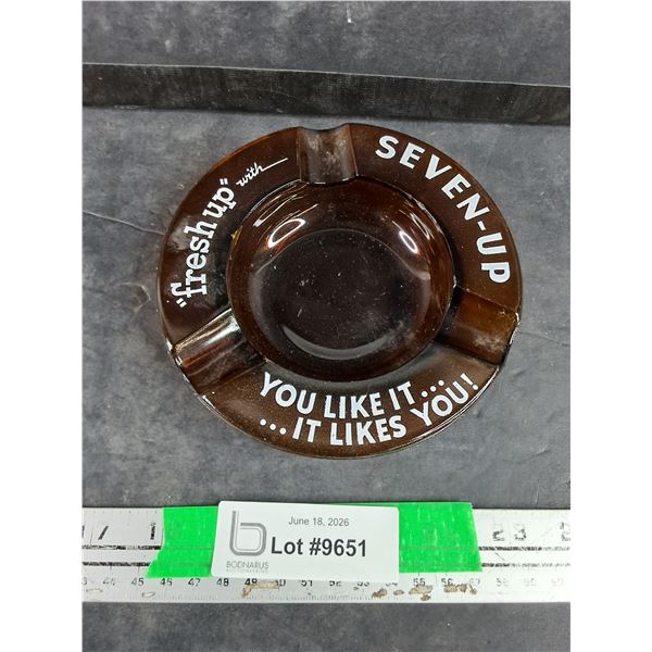 Vintage Seven Up Amber Glass Ash Tray